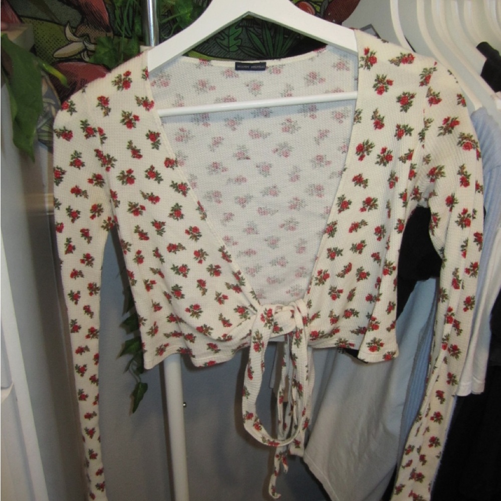Brandy Melville Waffle Print Wrap Top